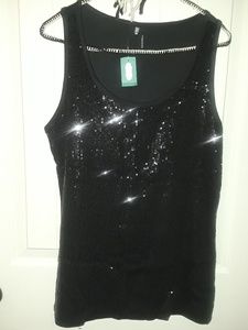 Black sequined tank top